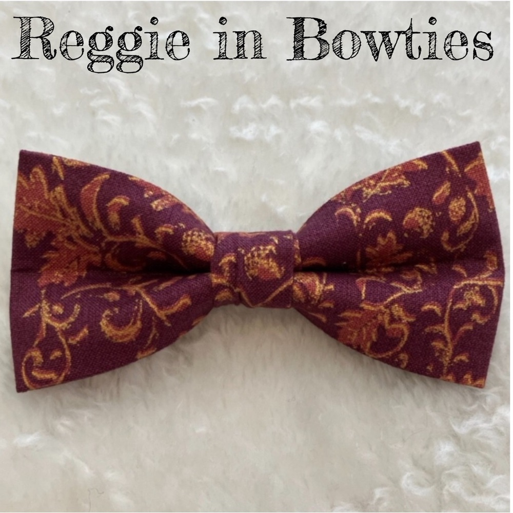 Pet Bowtie in Burgundy & Gold
